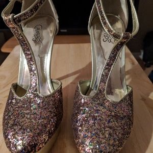 Carlos Santana Sparkle Glitter Platform Heels 9
